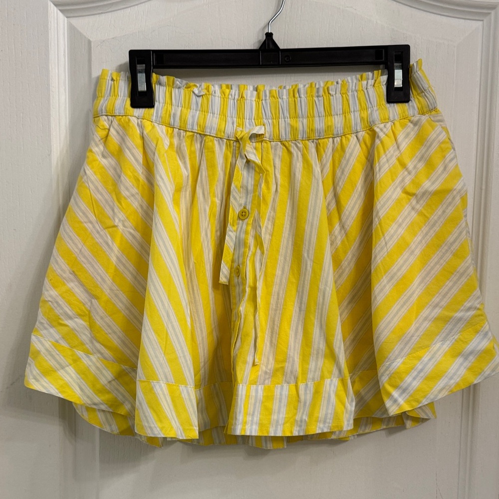 NWT Aerie Yellow and White Striped Skirt with attached shorts